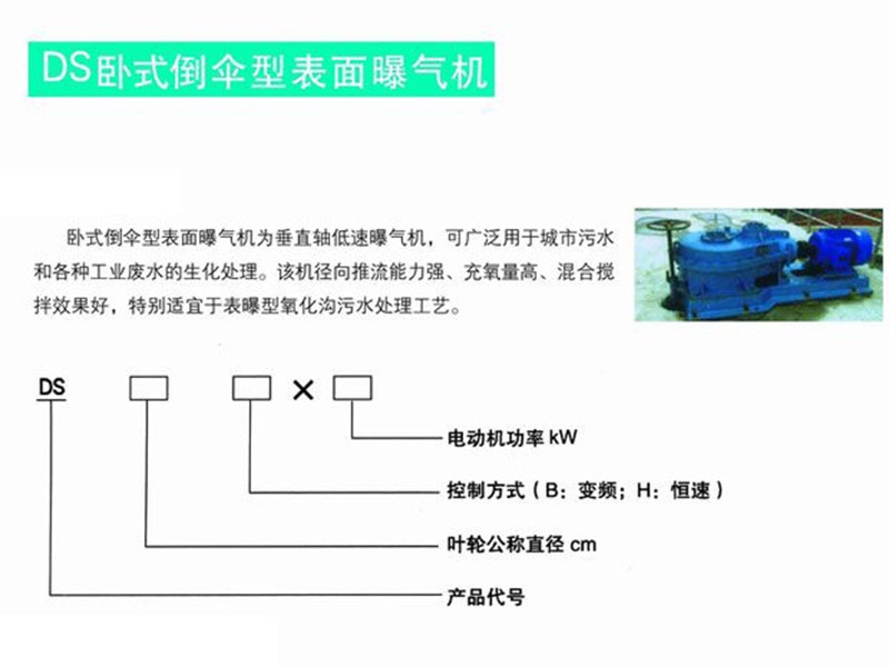 ds臥式倒傘型表面曝氣機(jī)